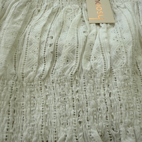 NWT White Eyelet Lace Crop Off Shoulder Top - Picture 3 of 6